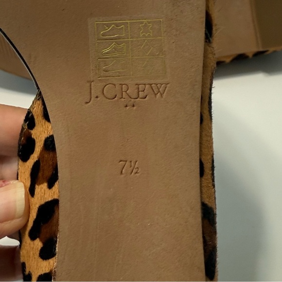 J. Crew Calf Fur Leather Flats Shoes Women’s 7.5 Pointed Toe Animal Print - Picture 11 of 15